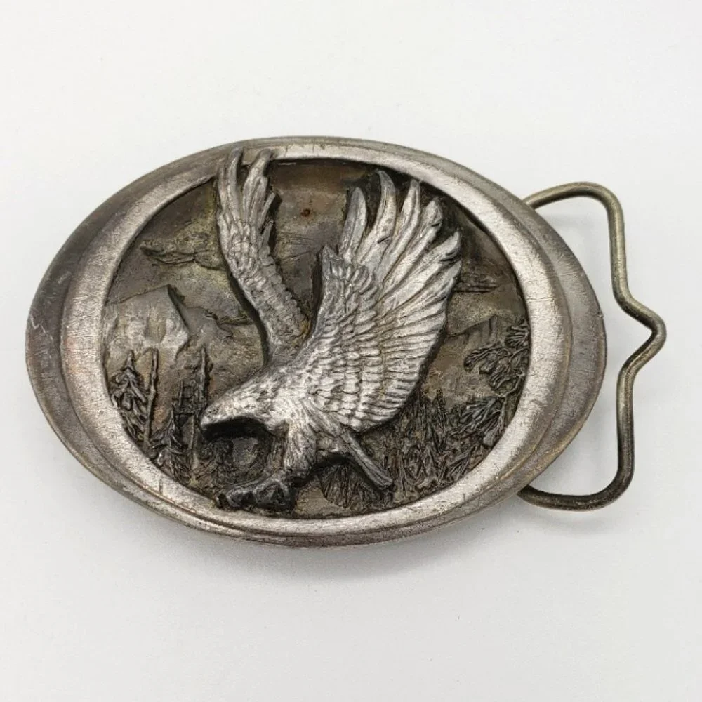 Pewter Eagle Men's Belt Buckle USA 1988
